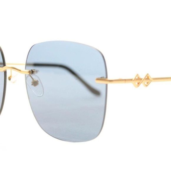 KAREN WAZEN BLACK SQUARE FRAME RIMLESS SUNGLASSES